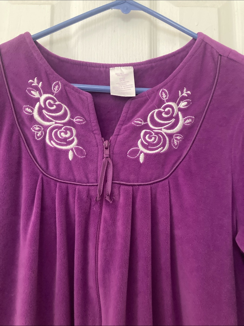 Secret Treasures Purple Embroidered Zip-Front Nightgown